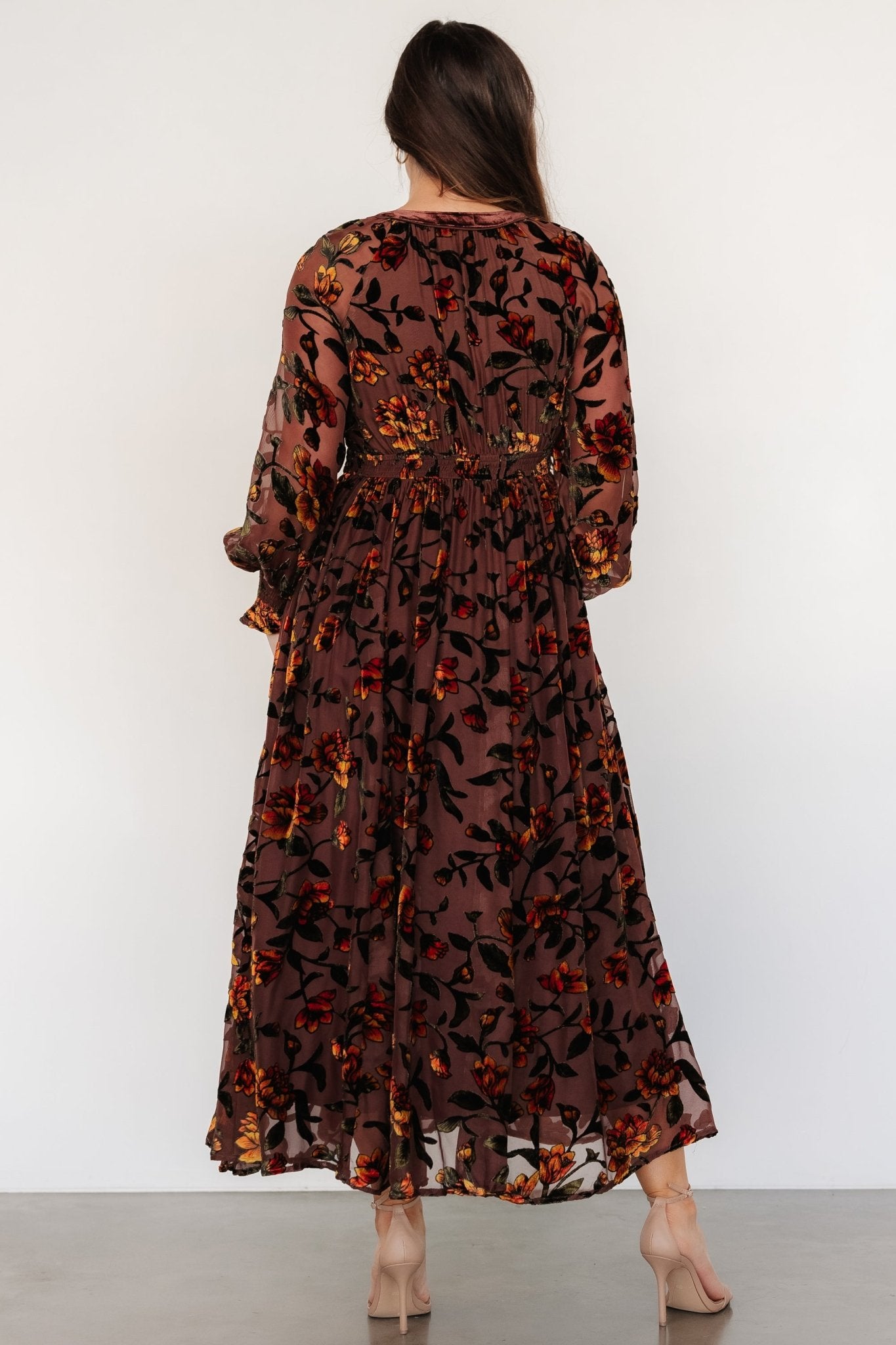 Adele Velvet Dress | Clove + Amber Floral - Baltic Born