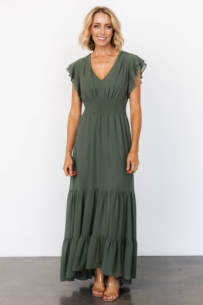 Adelina Maxi Dress | Dark Sage - Baltic Born