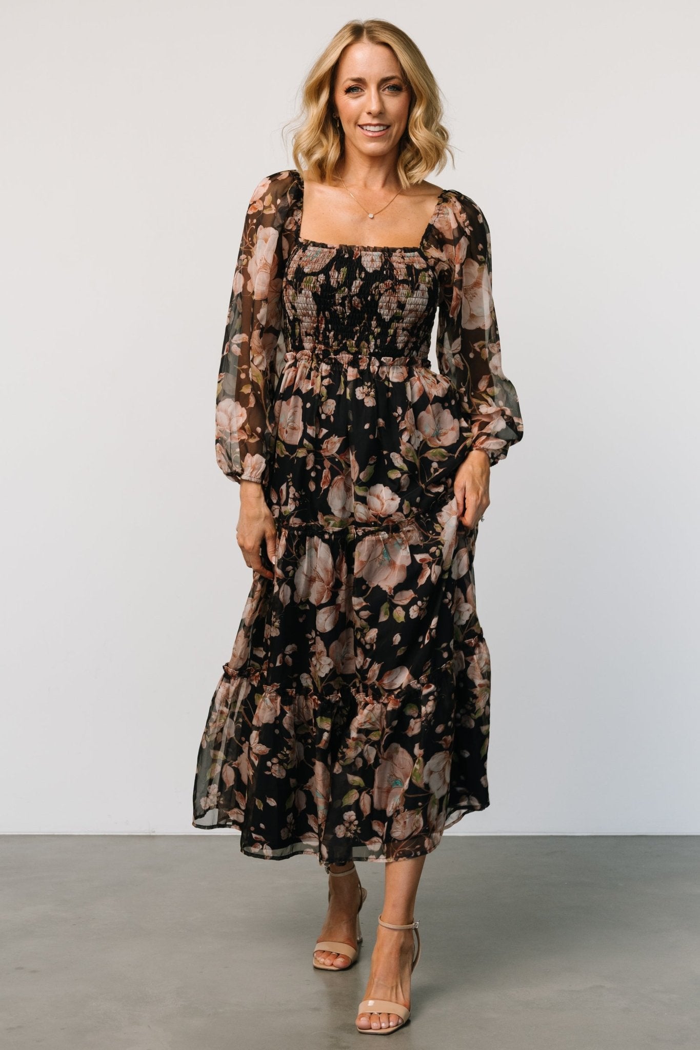 Adeline Smocked Maxi Dress | Midnight Floral - Baltic Born