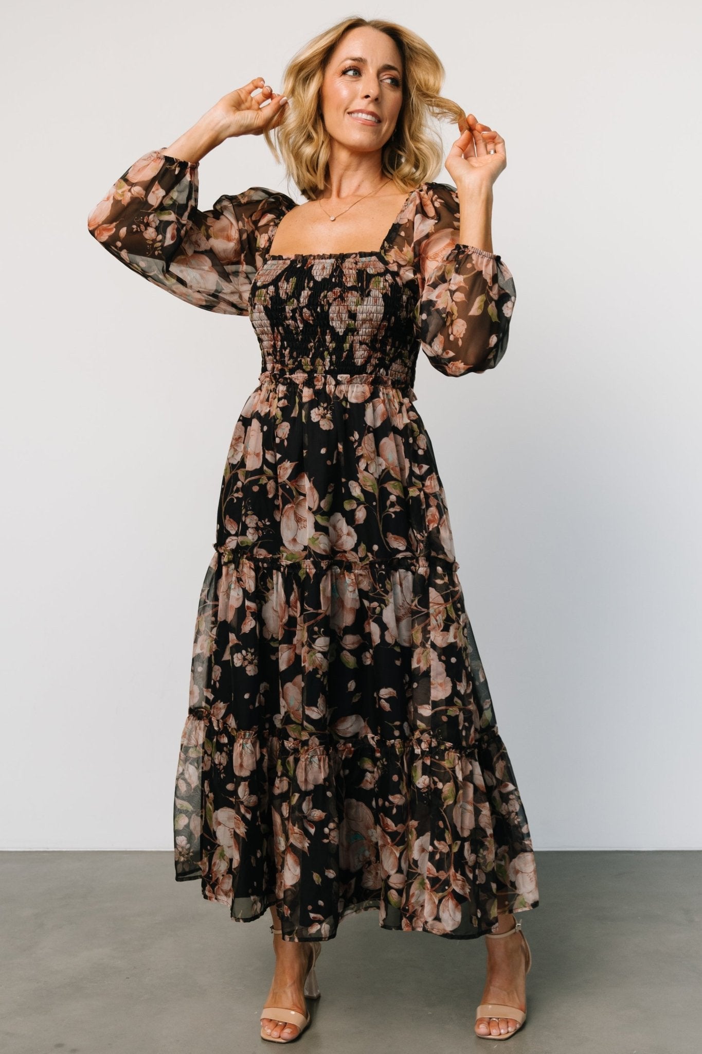 Adeline Smocked Maxi Dress | Midnight Floral - Baltic Born