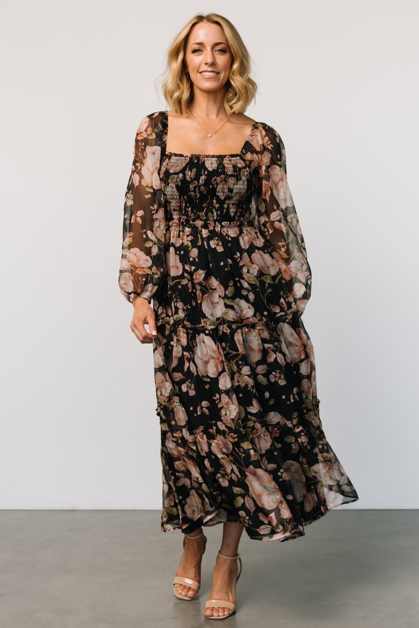 Adeline Smocked Maxi Dress | Midnight Floral - Baltic Born