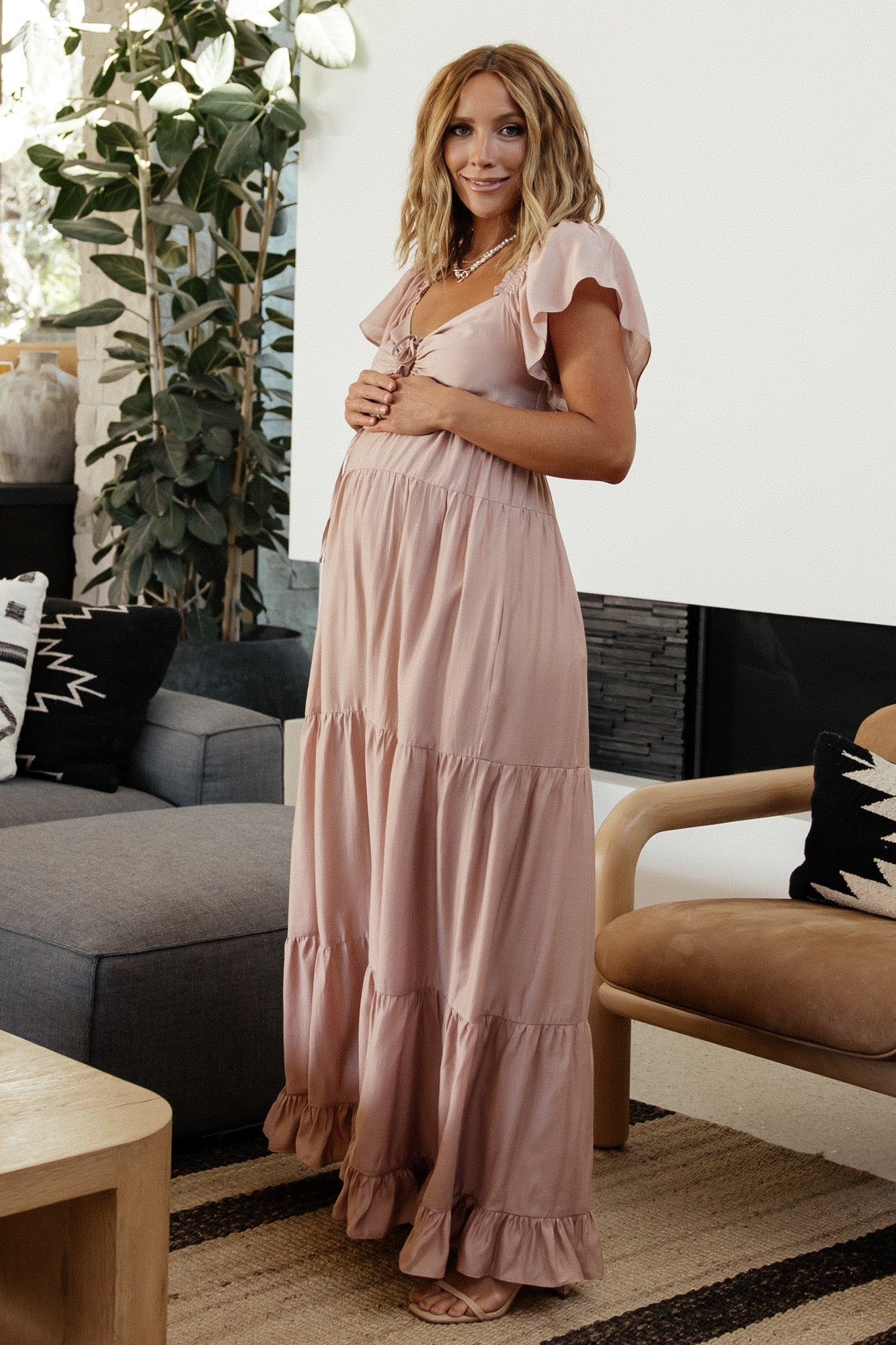Baltic Born Womens Agatha Maxi Dress | Dusty Mauve