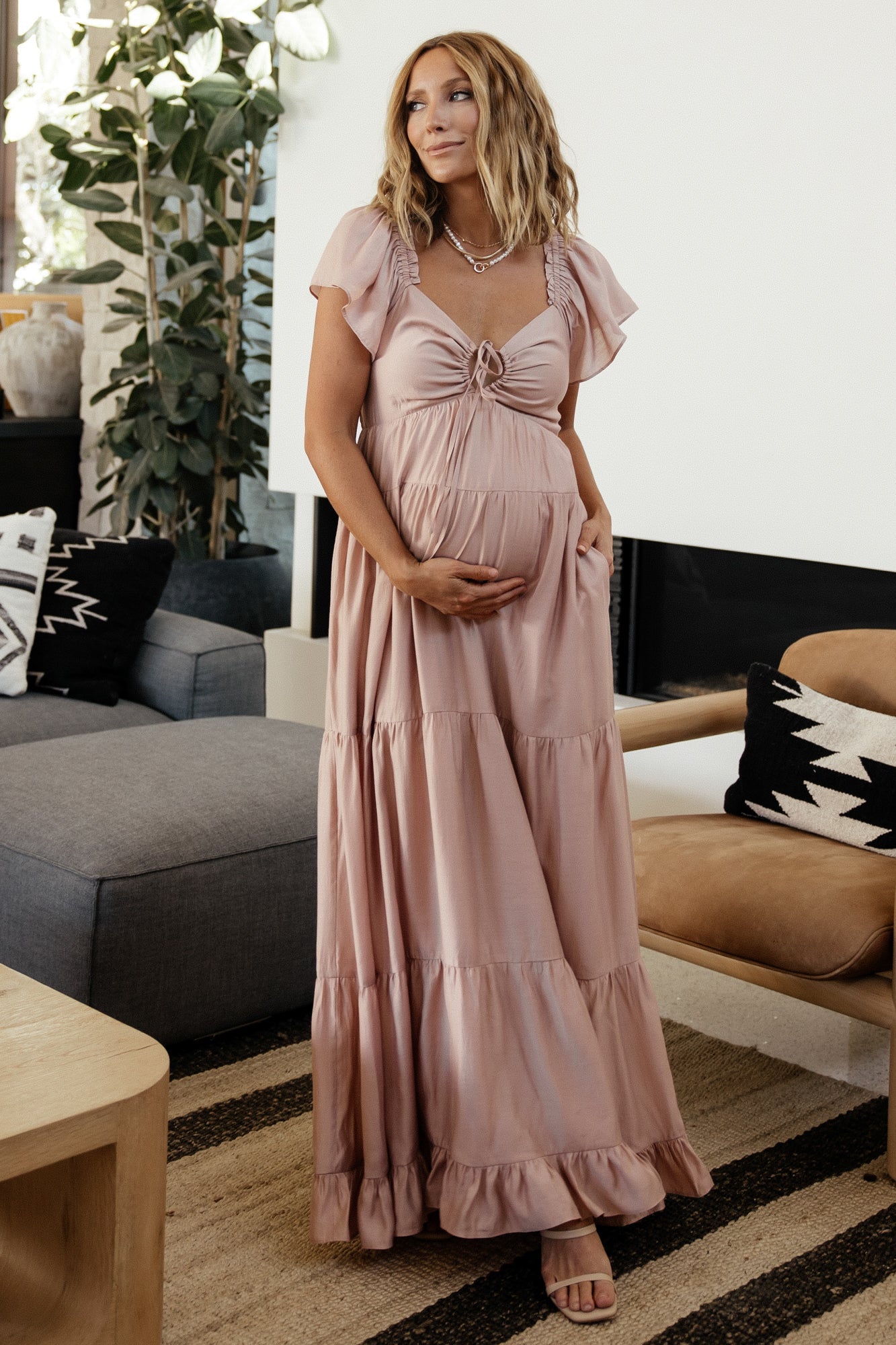 Baltic Born Womens Agatha Maxi Dress | Dusty Mauve
