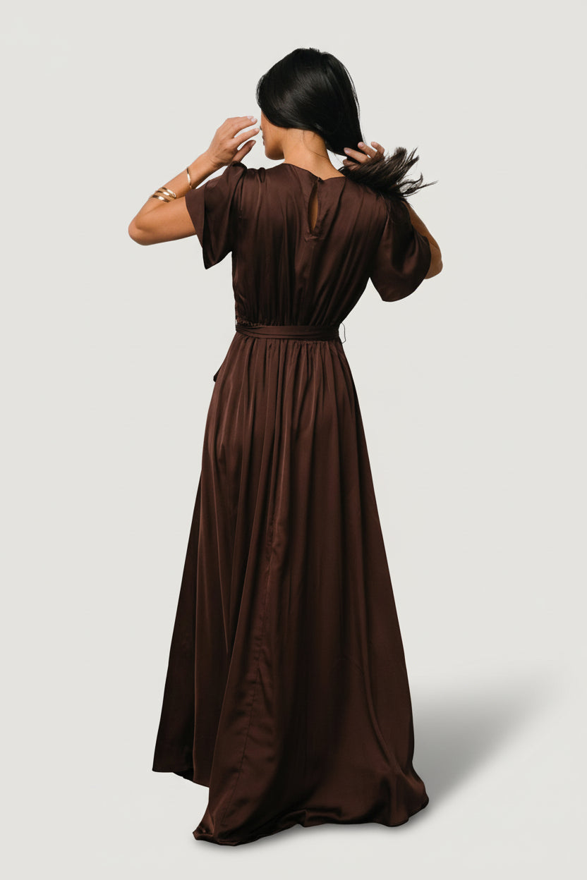Agnes Satin Maxi Dress | Espresso