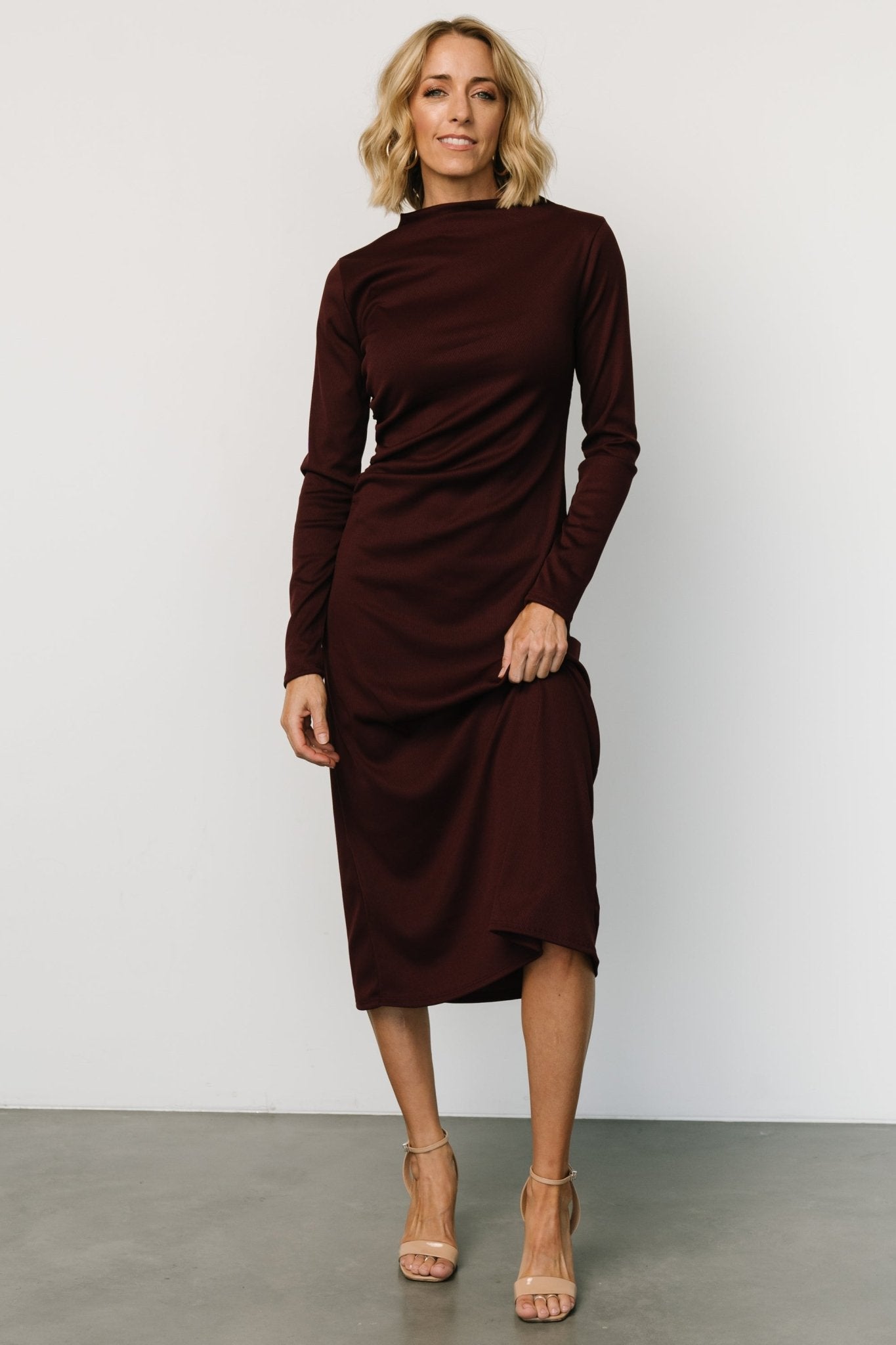 Aiko Mock Neck Dress | Mulberry - Baltic Born