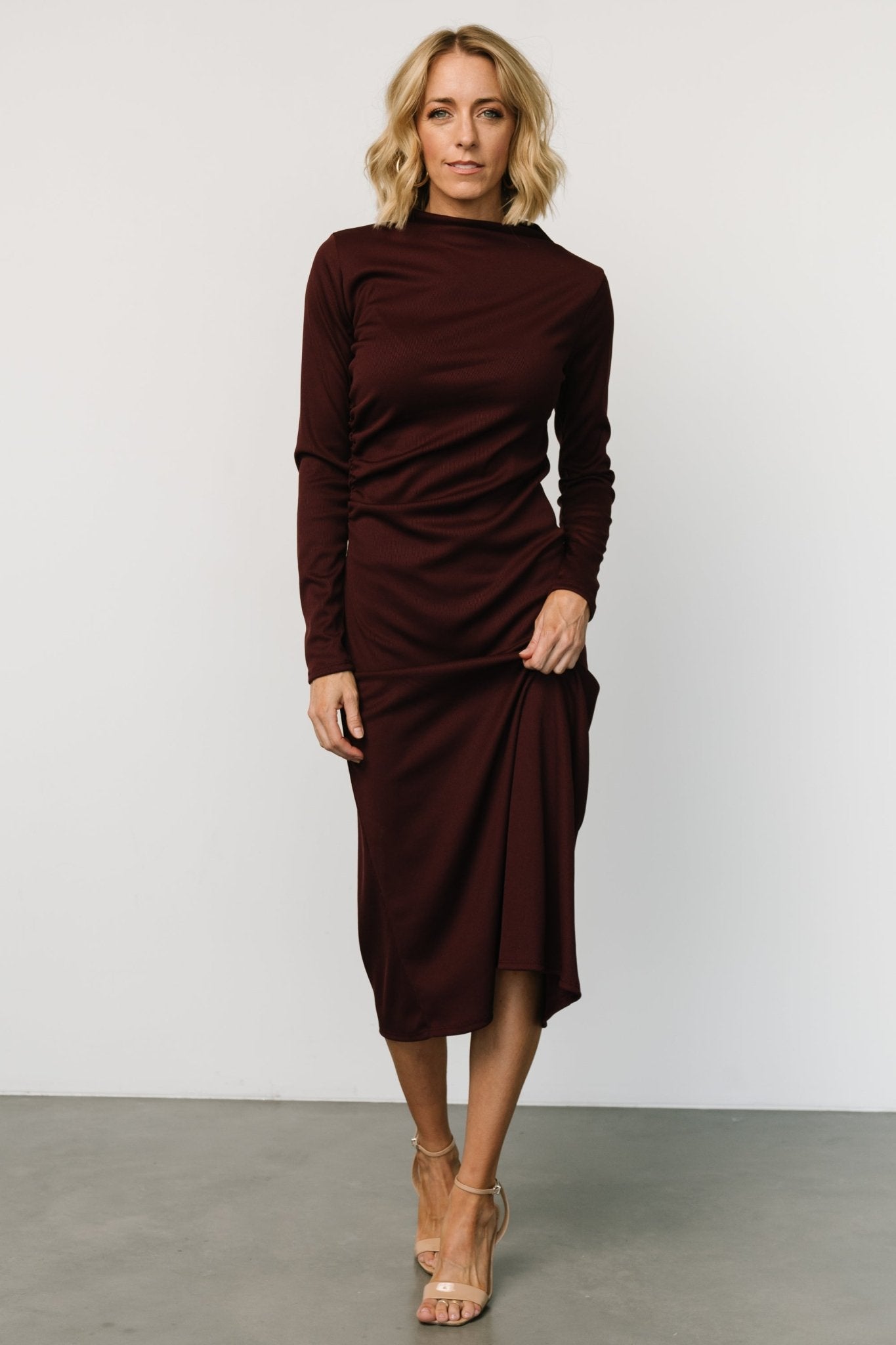 Aiko Mock Neck Dress | Mulberry - Baltic Born