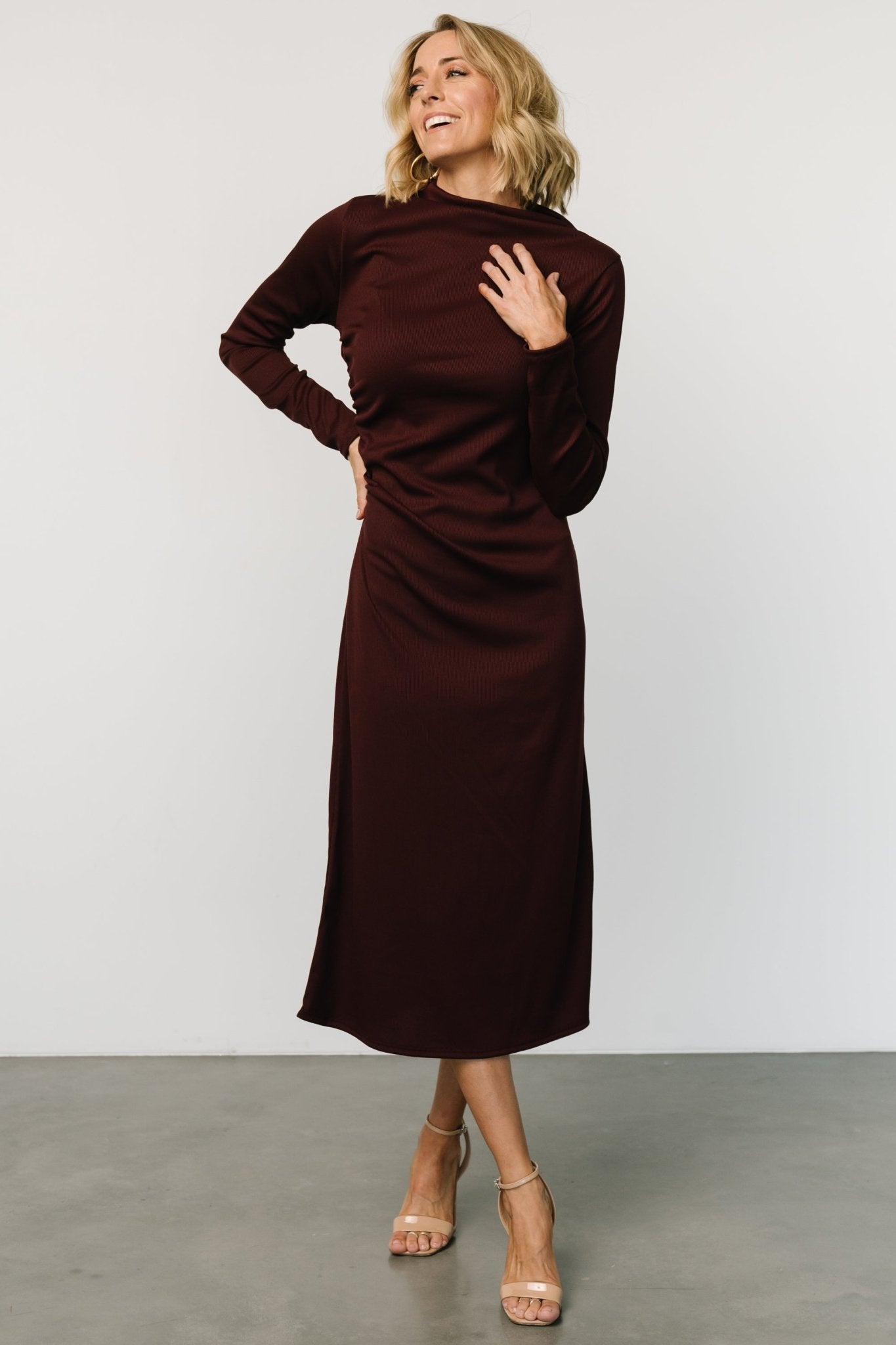 Aiko Mock Neck Dress | Mulberry - Baltic Born