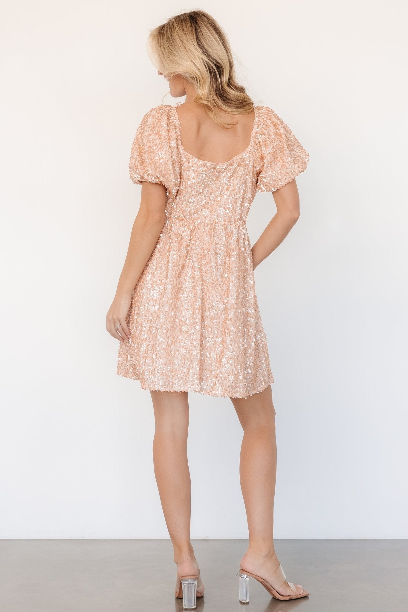 Ainsley Sequin Short Dress | Rose Gold - Baltic Born