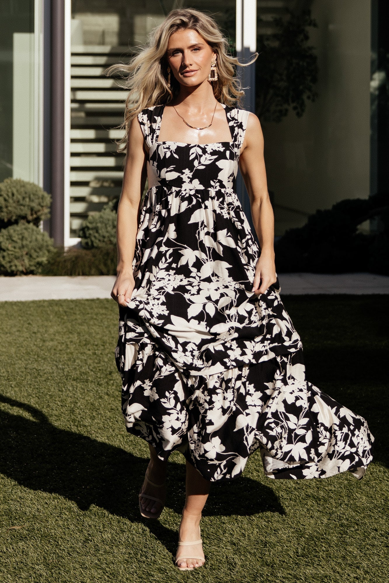 Baltic Born Womens Aita Maxi Dress | Black + Ivory Floral