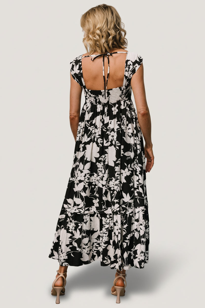 Baltic Born Womens Aita Maxi Dress | Black + Ivory Floral | Size: Large Baltic Born Womens Aita Maxi Dress | Black + Ivory Floral | Size: Large