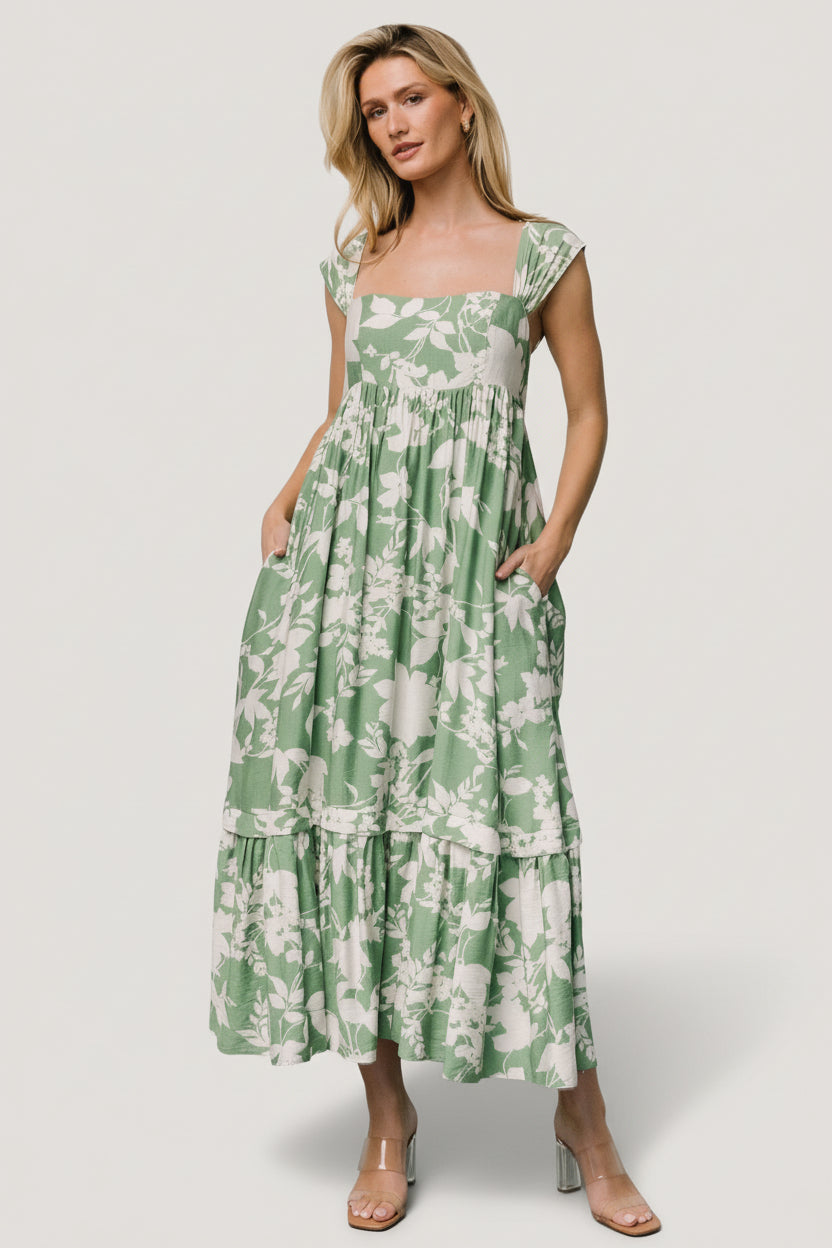 Aita Maxi Dress — Green & Ivory Floral