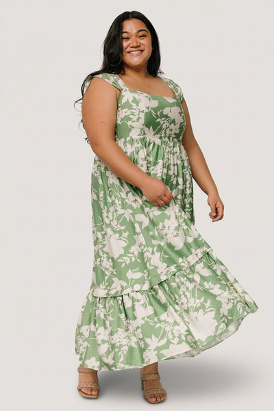 green emerald velvet dress Baltic Born Womens Aita Maxi Dress | Green + Ivory Floral