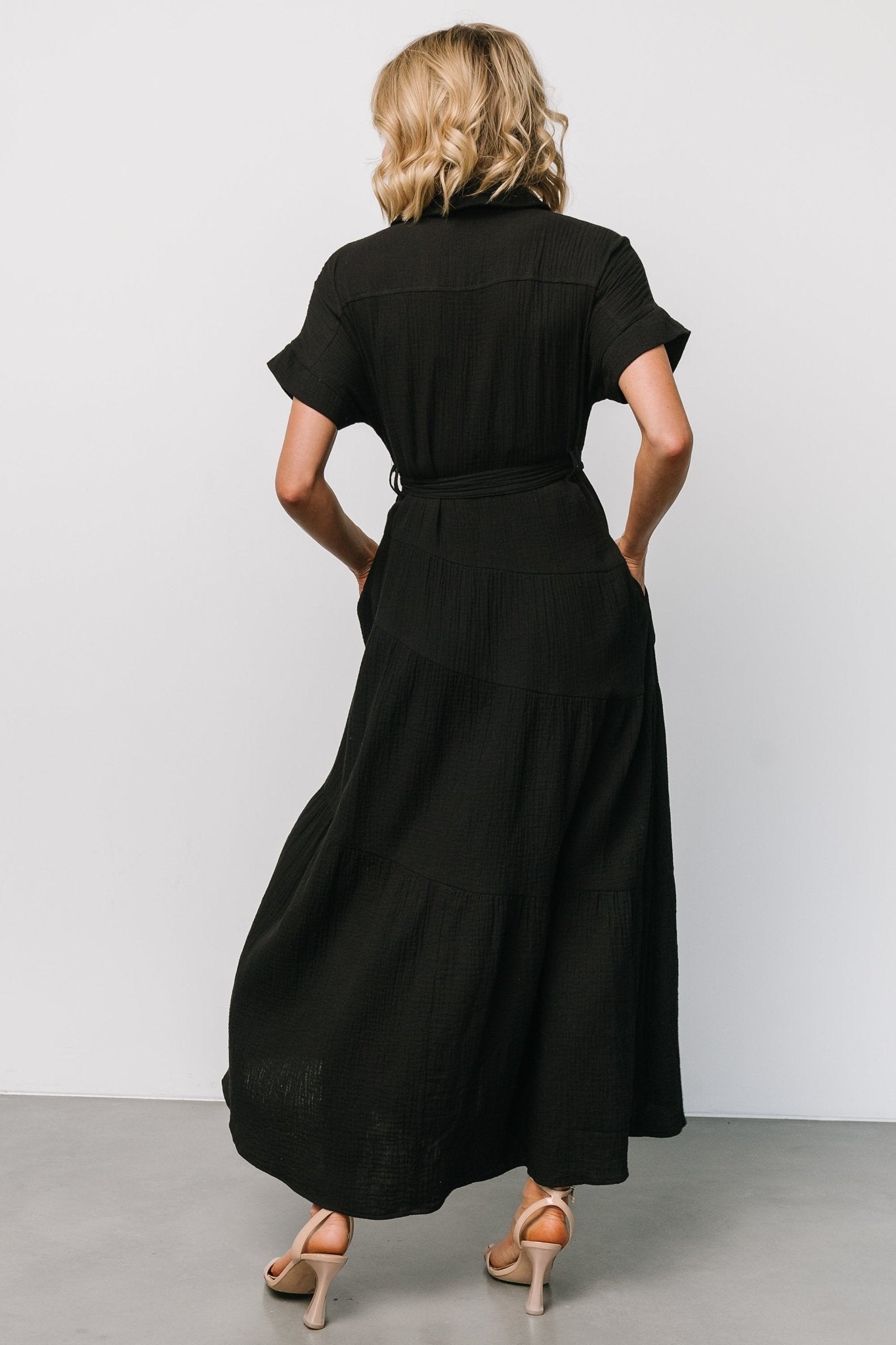 Aizey Button Up Maxi Dress | Black - Baltic Born