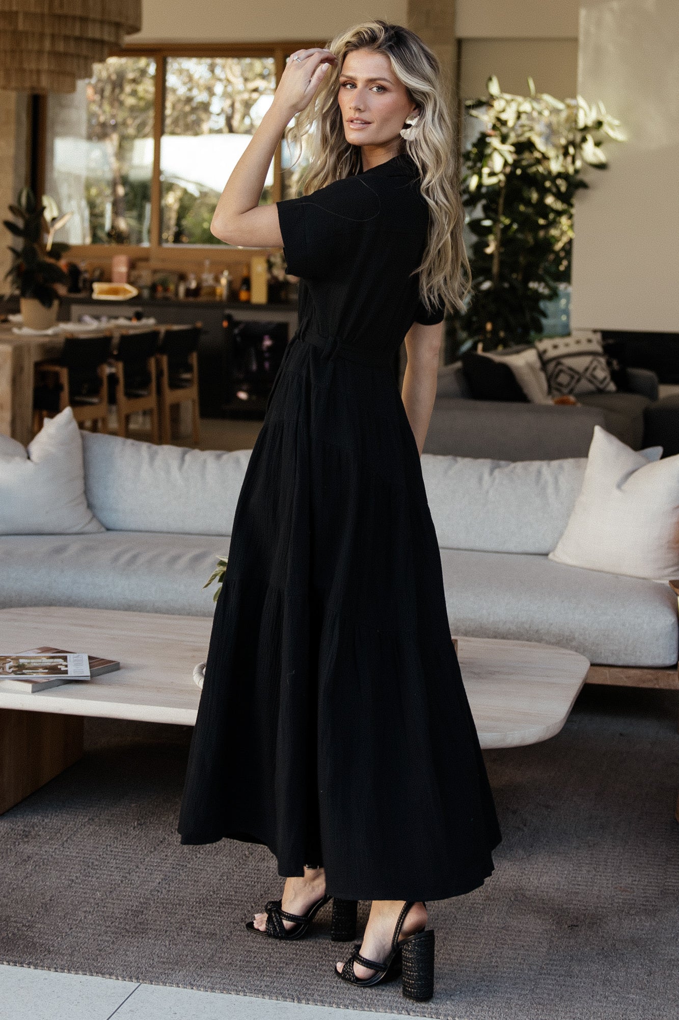 Aizey Button Up Maxi Dress | Black - Baltic Born