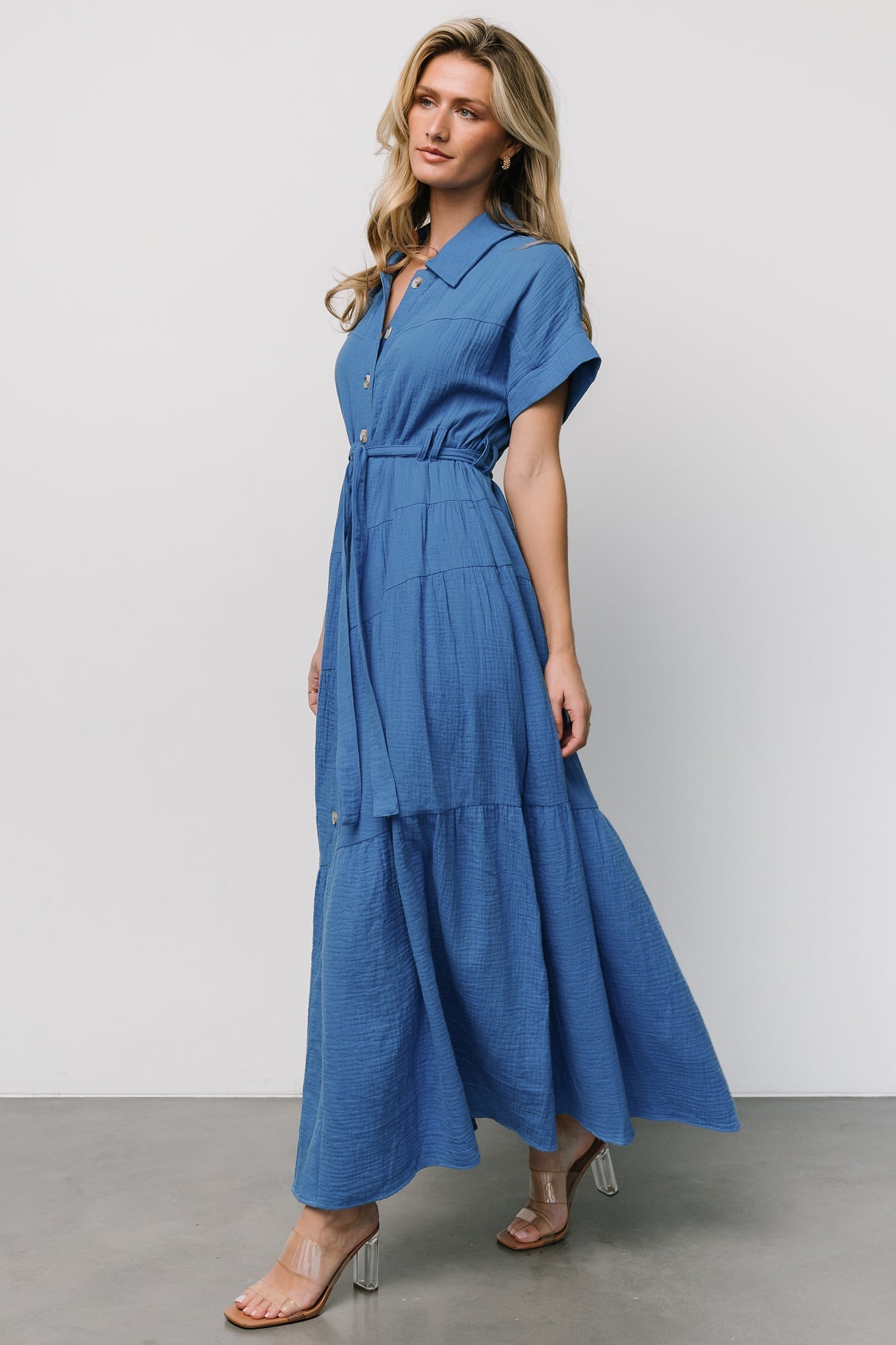 Aizey Button Up Maxi Dress | Blue - Baltic Born