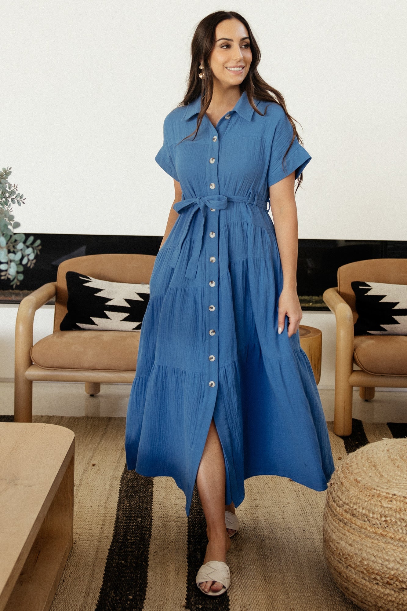 Aizey Button Up Maxi Dress | Blue - Baltic Born