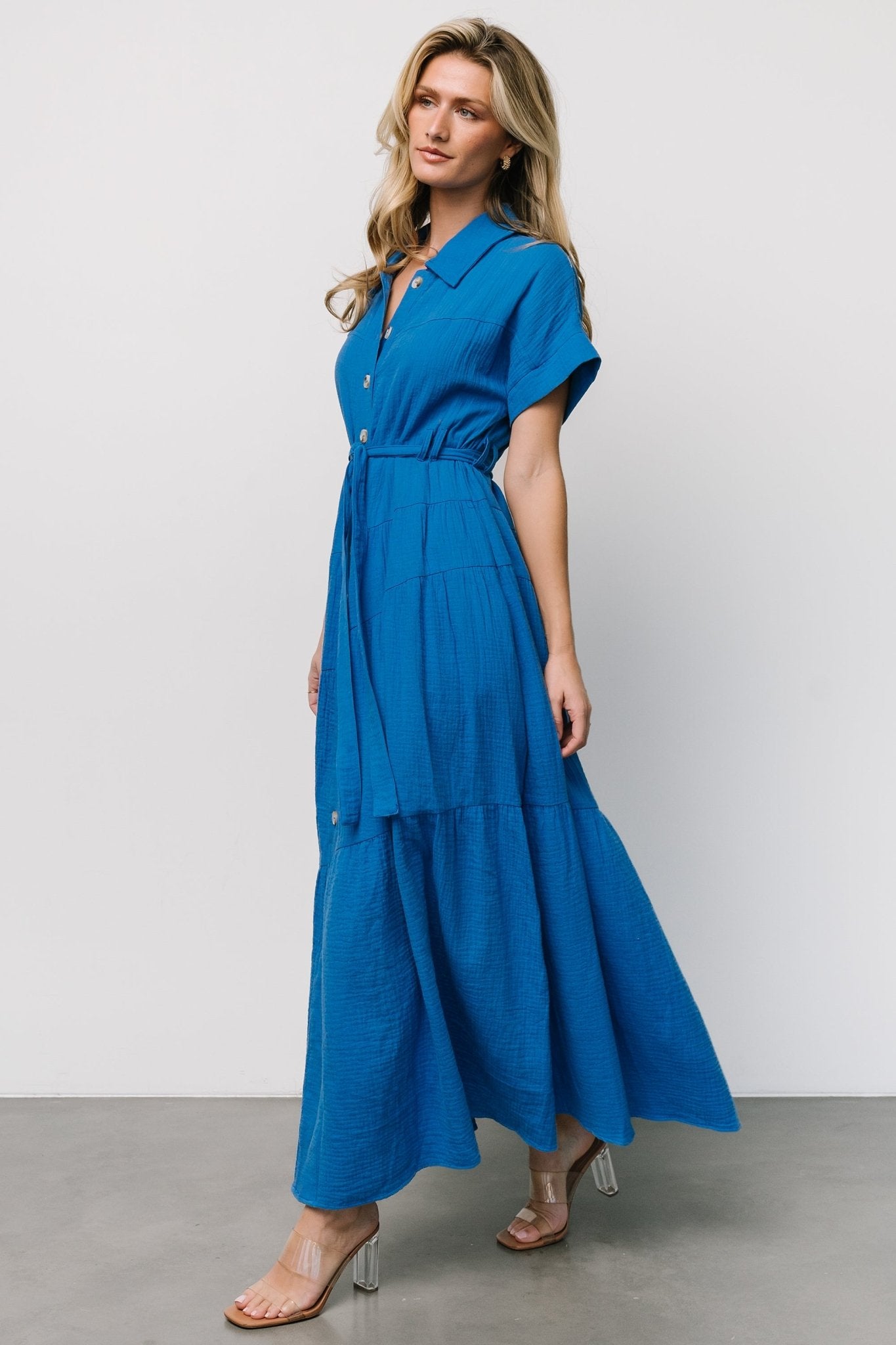 Aizey Button Up Maxi Dress | Blue - Baltic Born