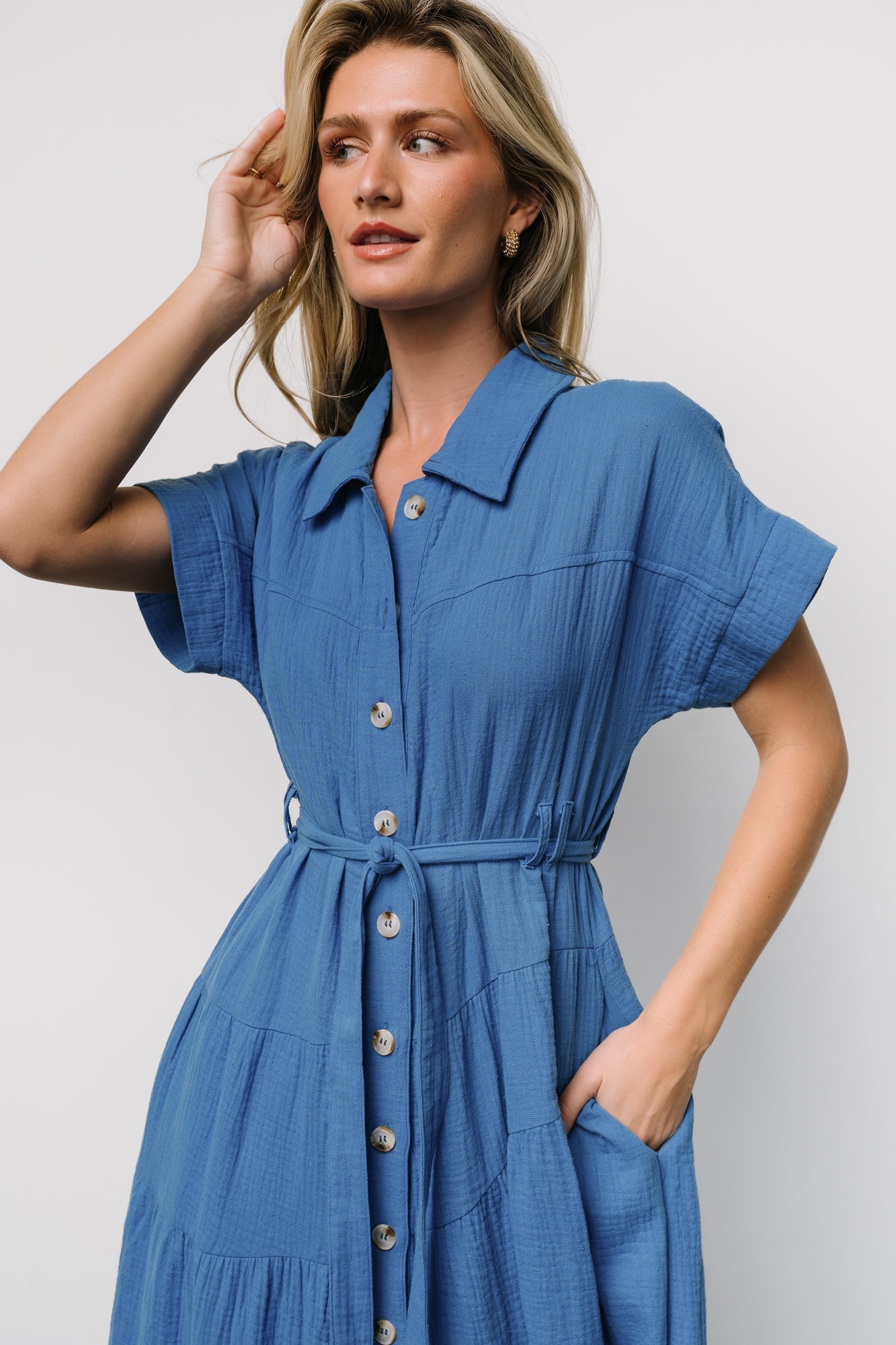 Aizey Button Up Maxi Dress | Blue - Baltic Born