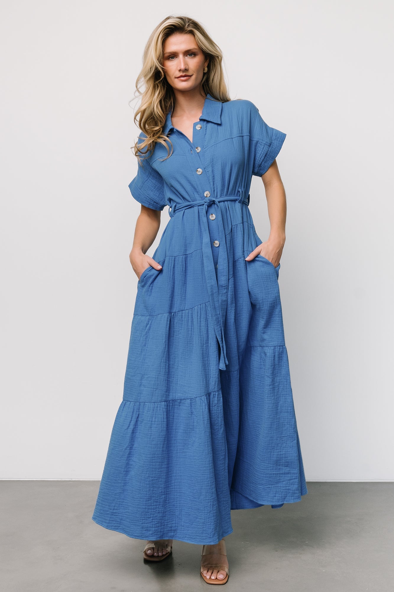 Aizey Button Up Maxi Dress | Blue - Baltic Born