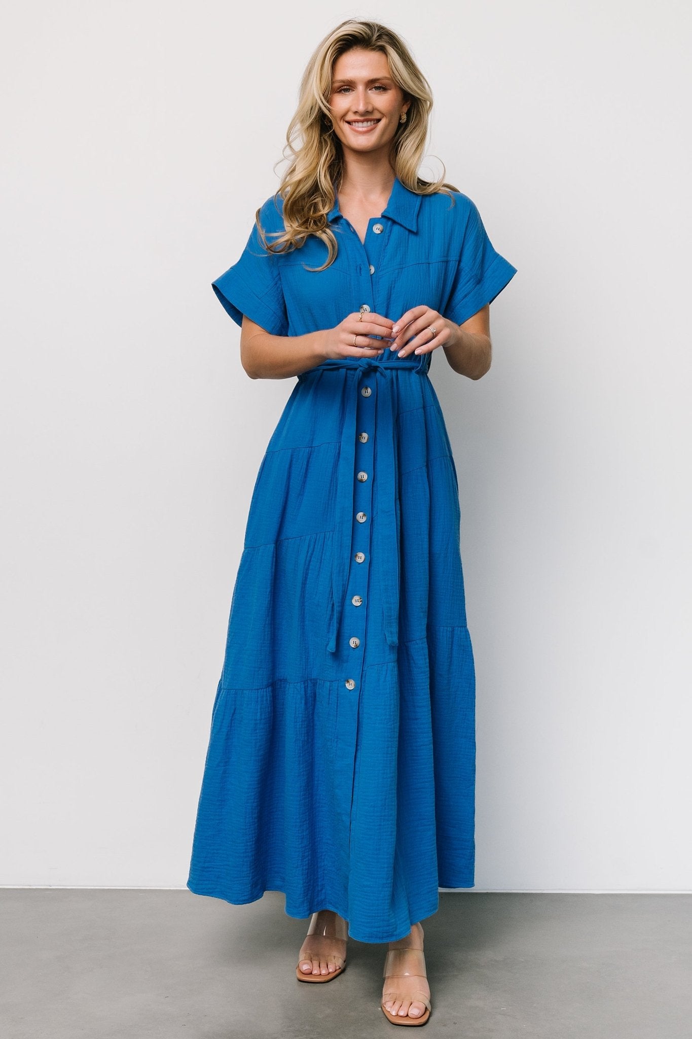 Aizey Button Up Maxi Dress | Blue - Baltic Born