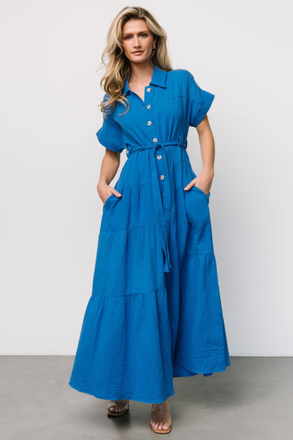 Aizey Button Up Maxi Dress | Blue - Baltic Born