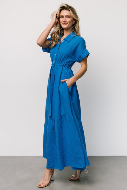 Aizey Button Up Maxi Dress | Blue - Baltic Born