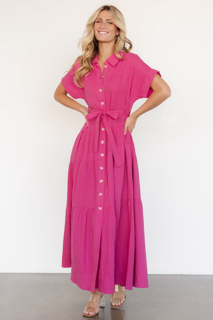 Aizey Button Up Maxi Dress | Pink - Baltic Born