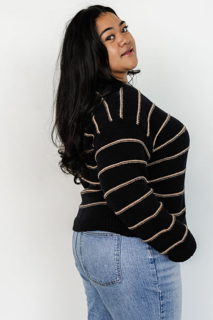 Alanis Stripe Sweater | Black + Camel - Baltic Born