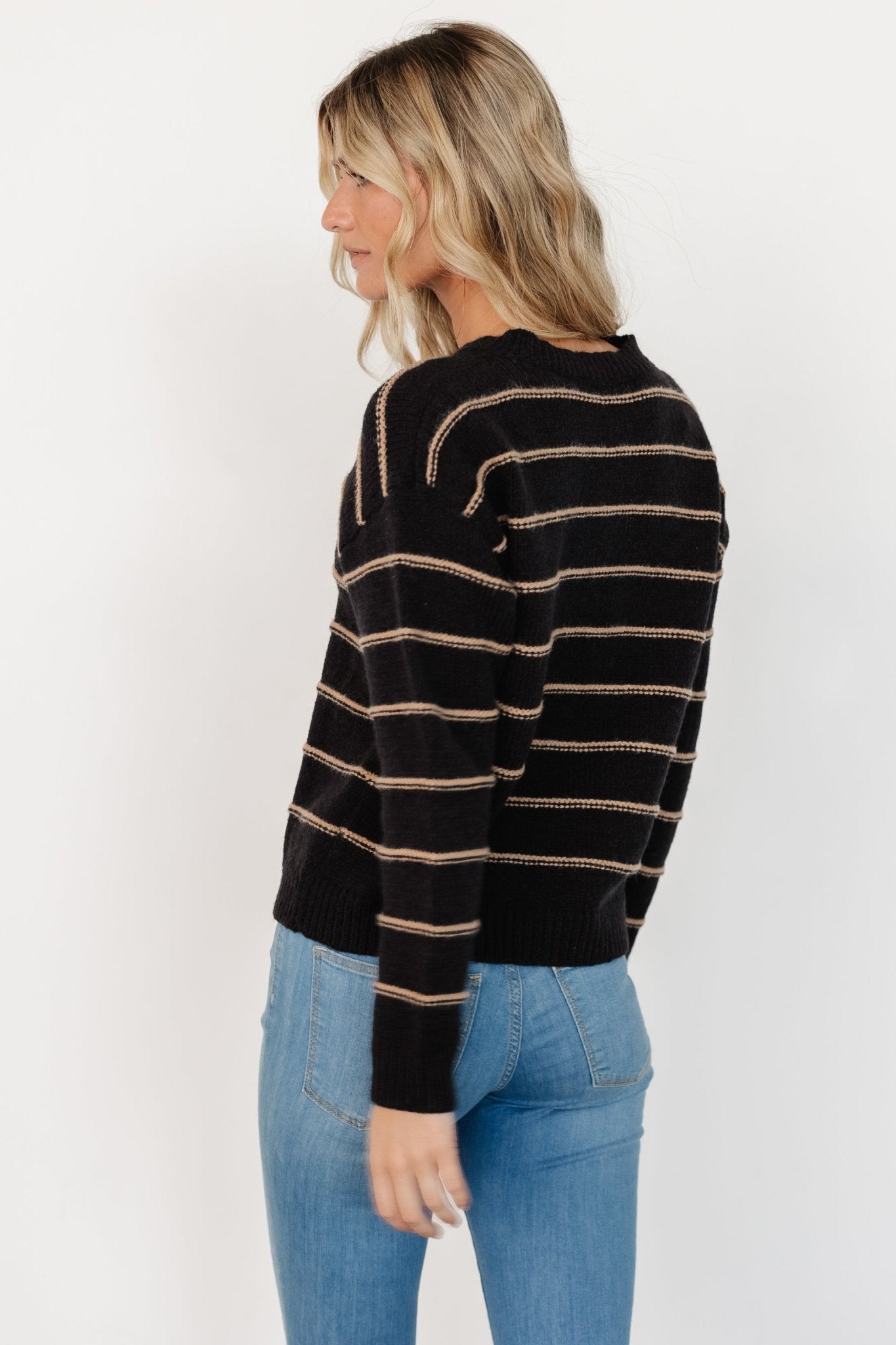 Alanis Stripe Sweater | Black + Camel - Baltic Born