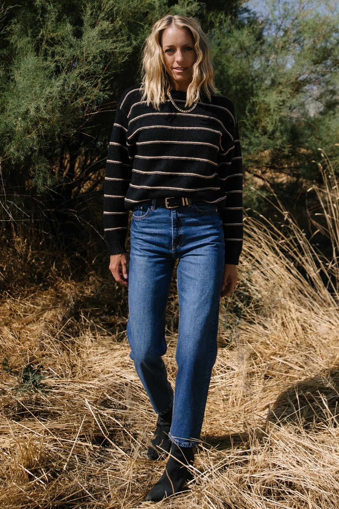 Alanis Stripe Sweater | Black + Camel - Baltic Born