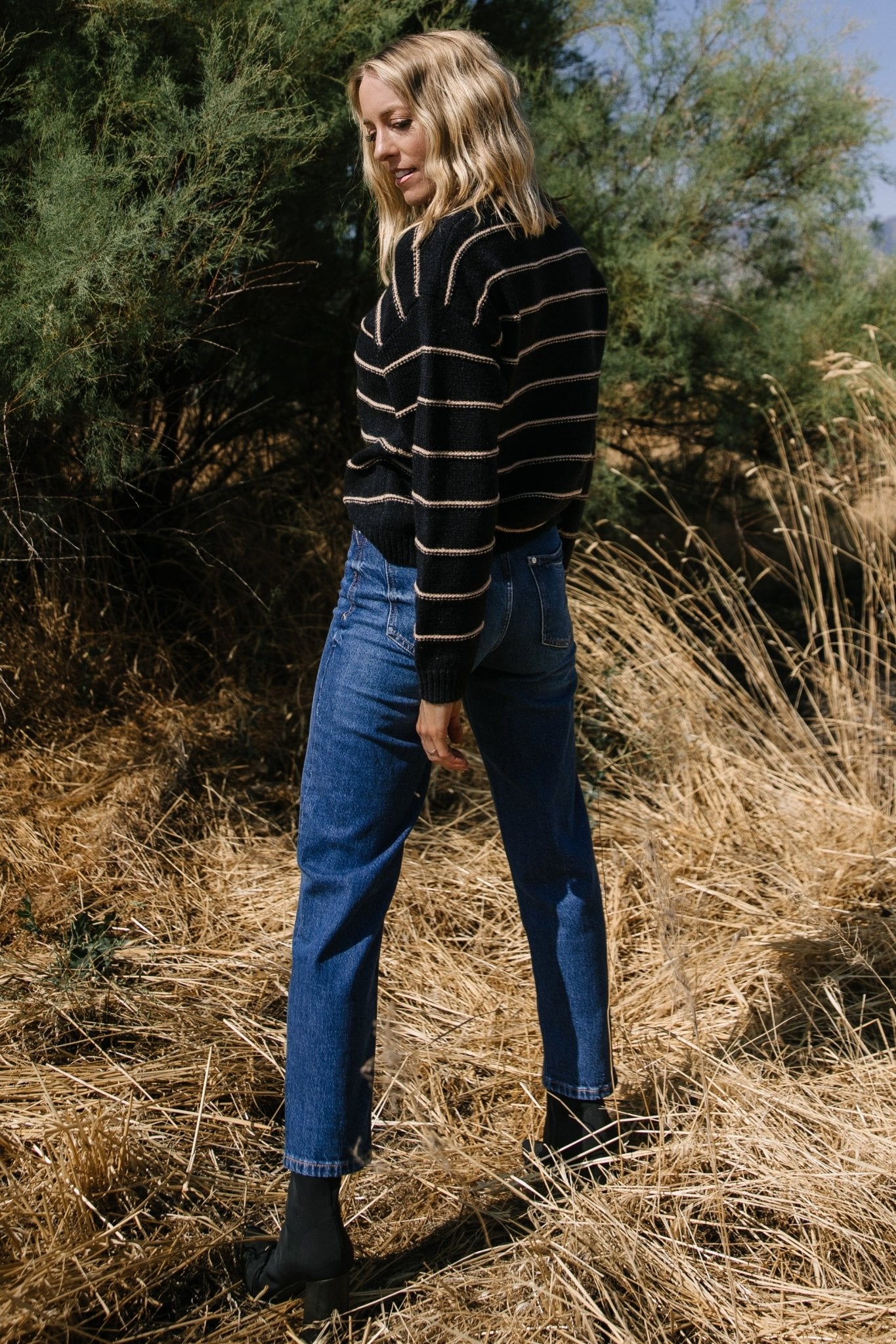 Alanis Stripe Sweater | Black + Camel - Baltic Born