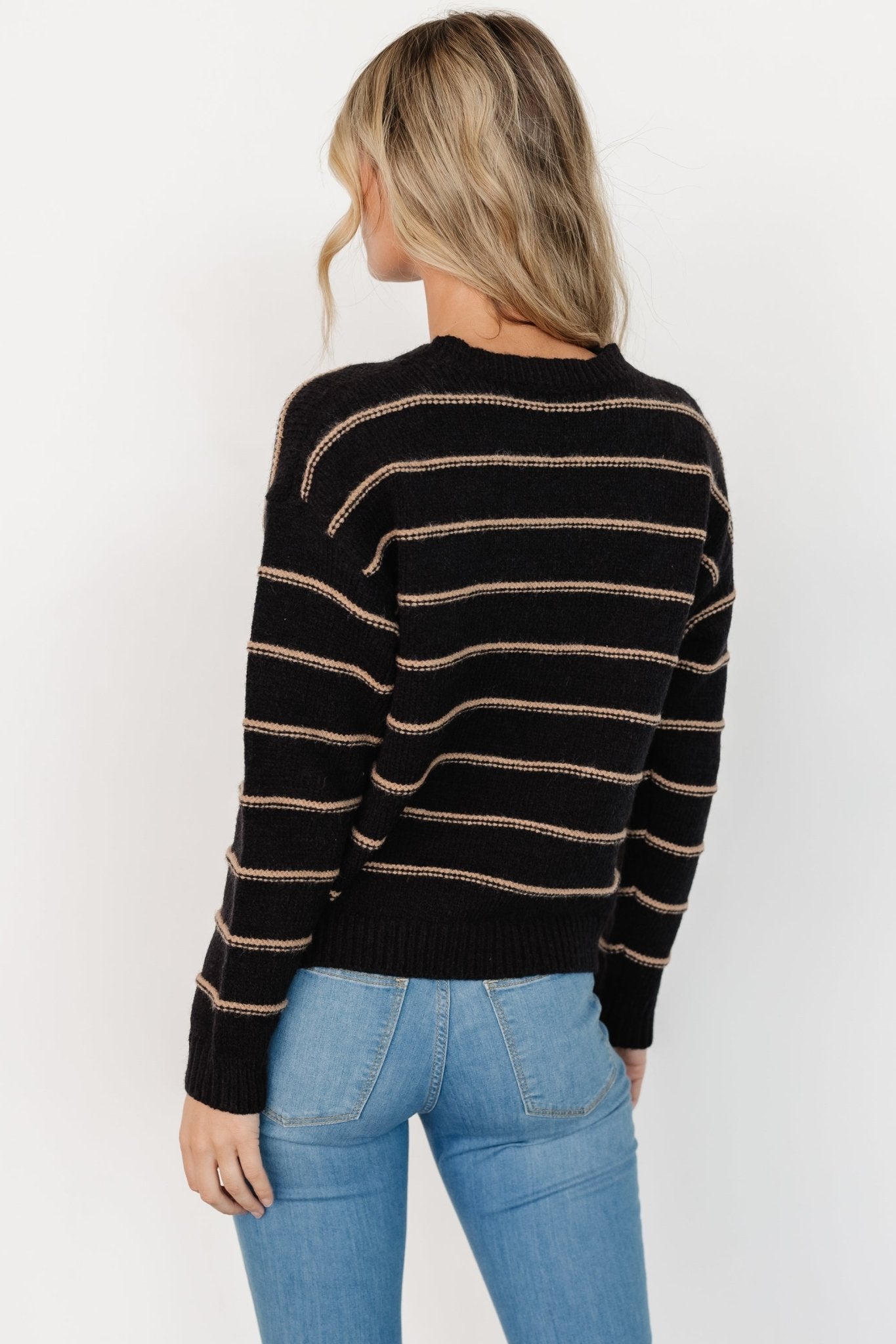 Alanis Stripe Sweater | Black + Camel - Baltic Born