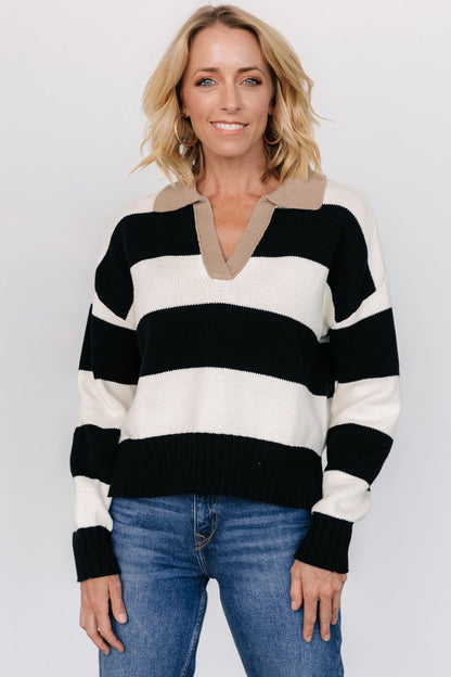 Alec Striped Sweater | Black + Ivory - Baltic Born