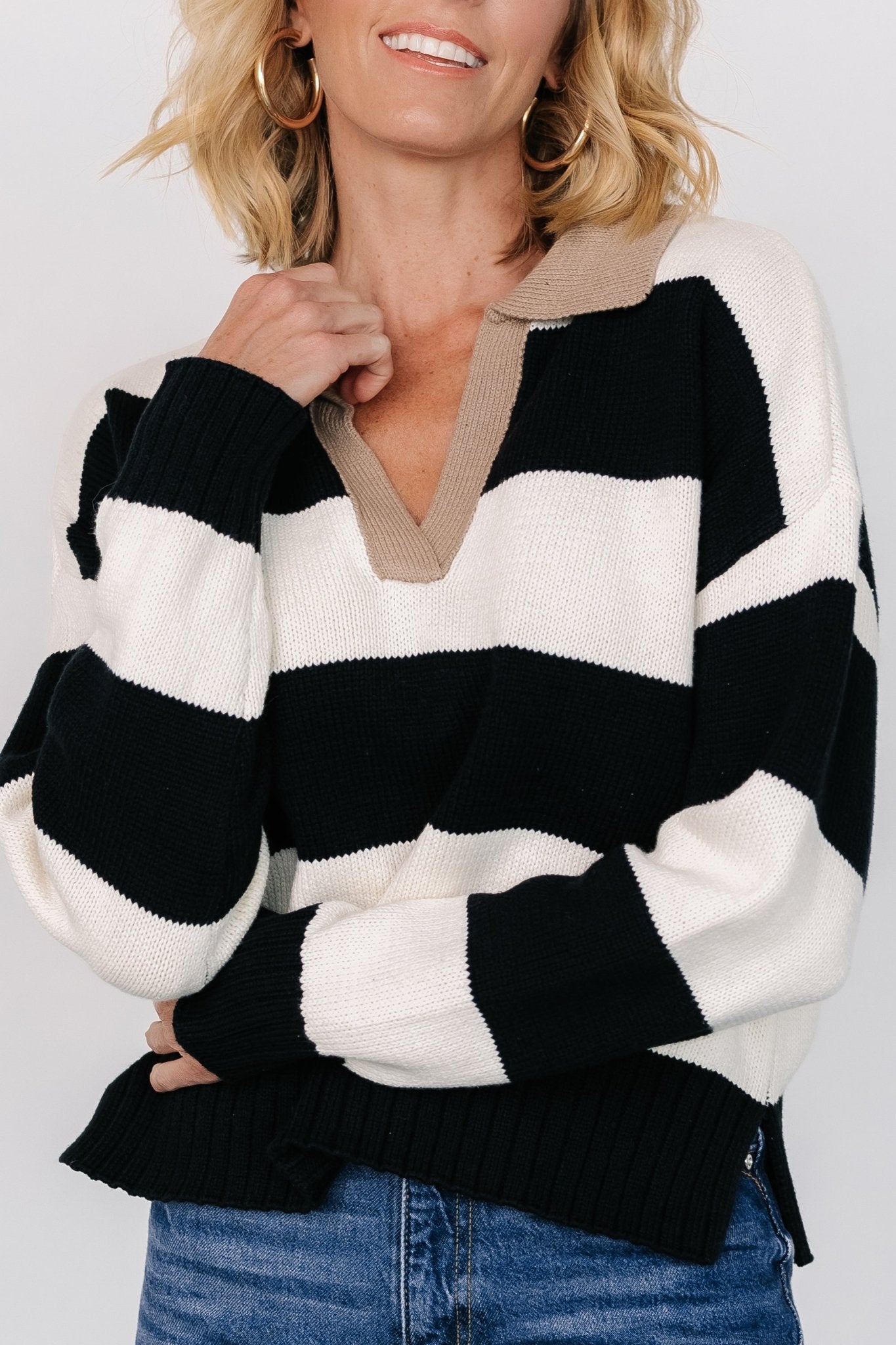 Alec Striped Sweater | Black + Ivory - Baltic Born