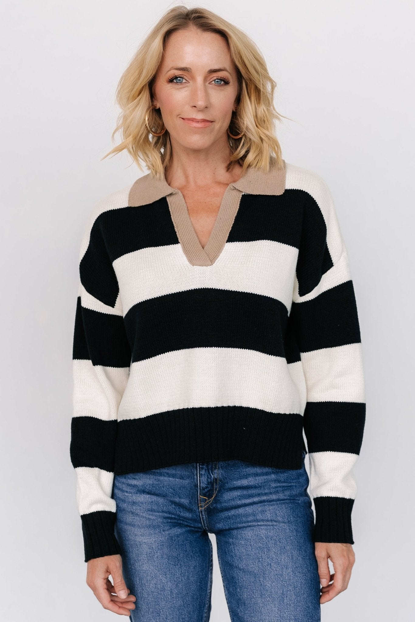 Alec Striped Sweater | Black + Ivory - Baltic Born