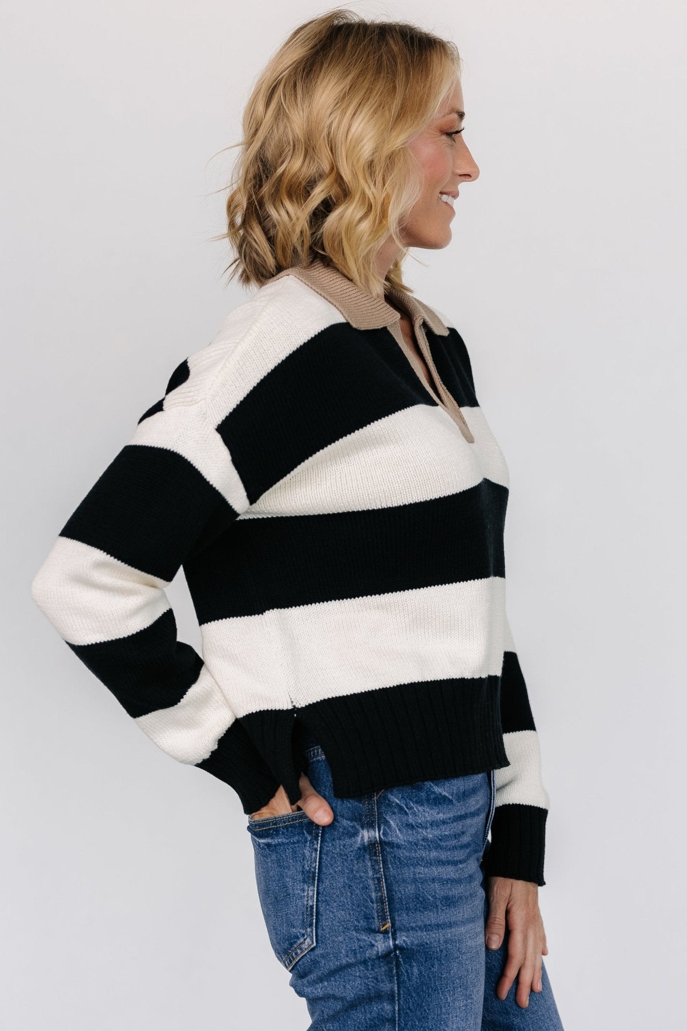 Alec Striped Sweater | Black + Ivory - Baltic Born