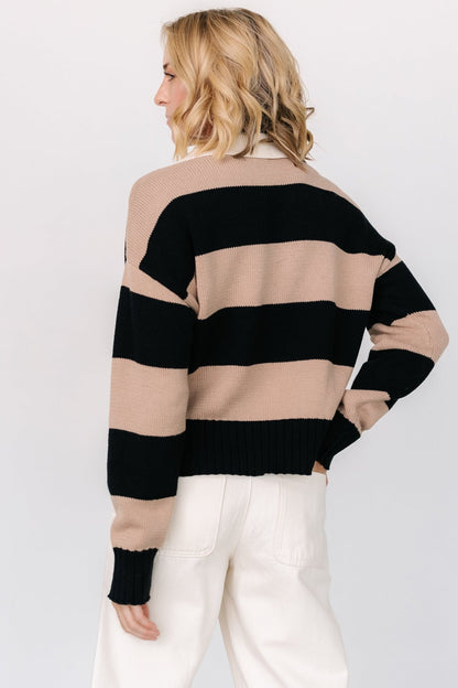 Alec Striped Sweater | Black + Mocha - Baltic Born