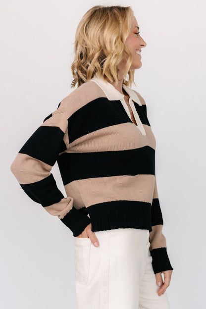 Alec Striped Sweater | Black + Mocha - Baltic Born