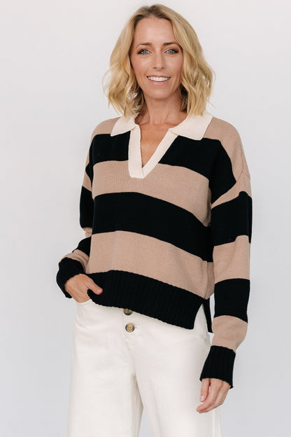 Alec Striped Sweater | Black + Mocha - Baltic Born