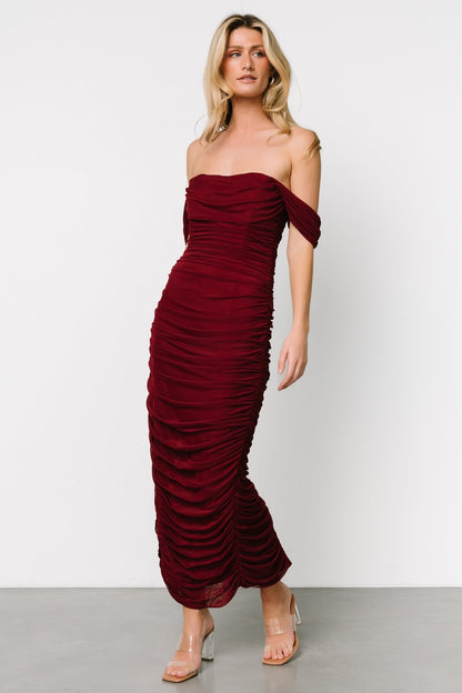 Alessandra Mesh Midi Dress | Burgundy - Baltic Born