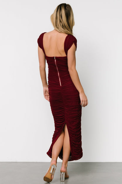 Alessandra Mesh Midi Dress | Burgundy - Baltic Born