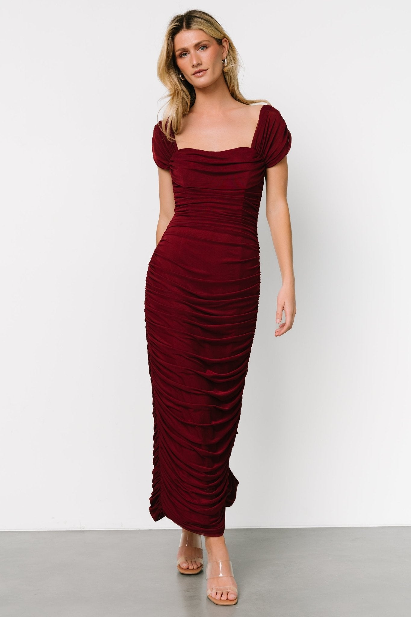 Alessandra Mesh Midi Dress | Burgundy - Baltic Born