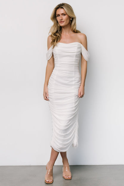 Alessandra Mesh Midi Dress | Off White - Baltic Born