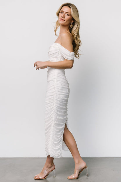 Alessandra Mesh Midi Dress | Off White - Baltic Born