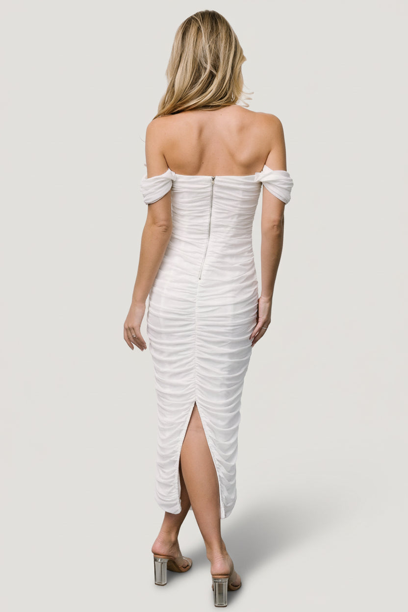 Baltic Born Womens Alessandra Mesh Midi Dress | Off White | Size: XL Baltic Born Womens Alessandra Mesh Midi Dress | Off White | Size: XL