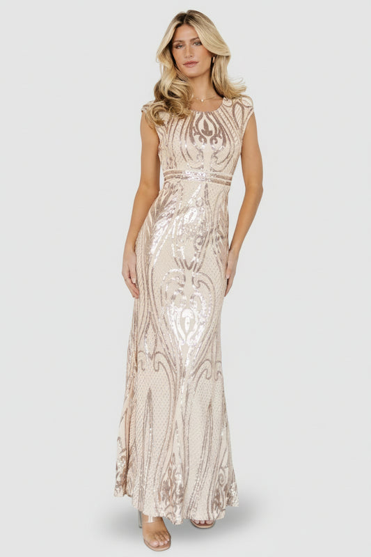 Alessia Sequin Gown | Champagne