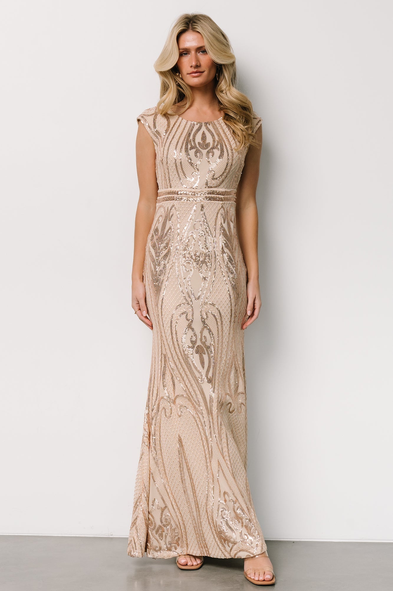 Alessia Sequin Gown | Champagne - Baltic Born