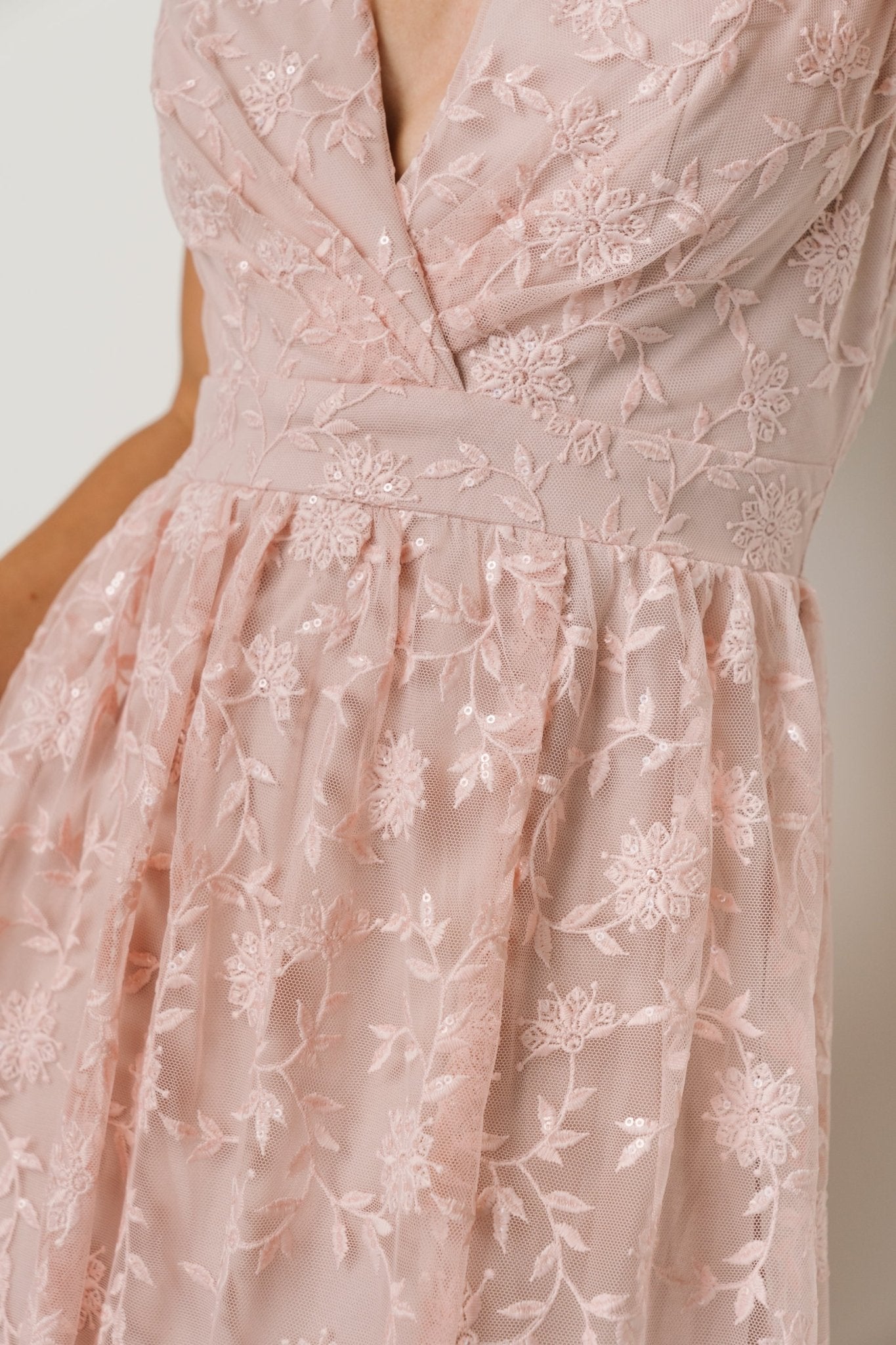 Alexa Embroidered Sequin Maxi Dress | Blush Rose - Baltic Born