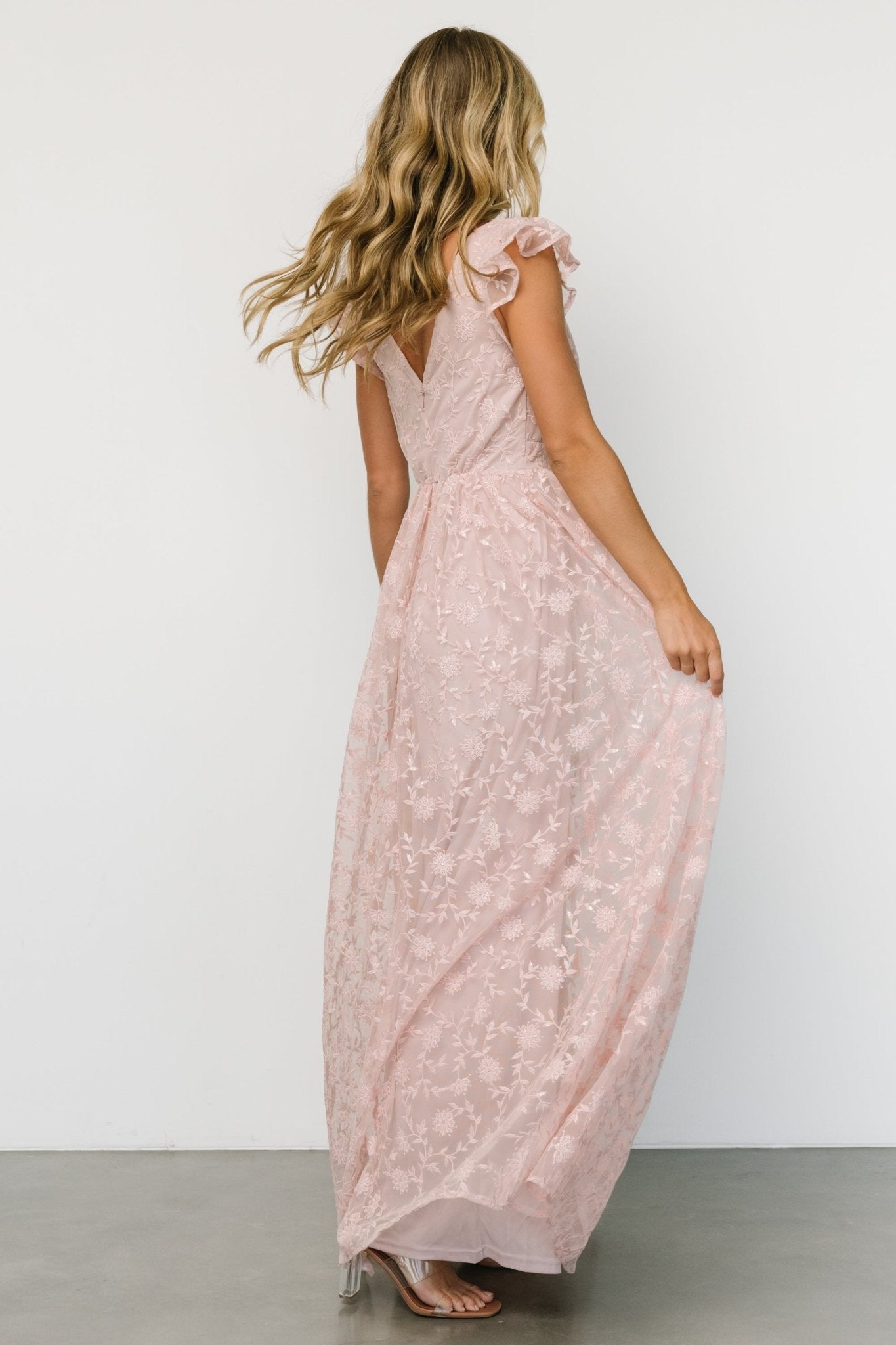 Alexa Embroidered Sequin Maxi Dress | Blush Rose - Baltic Born