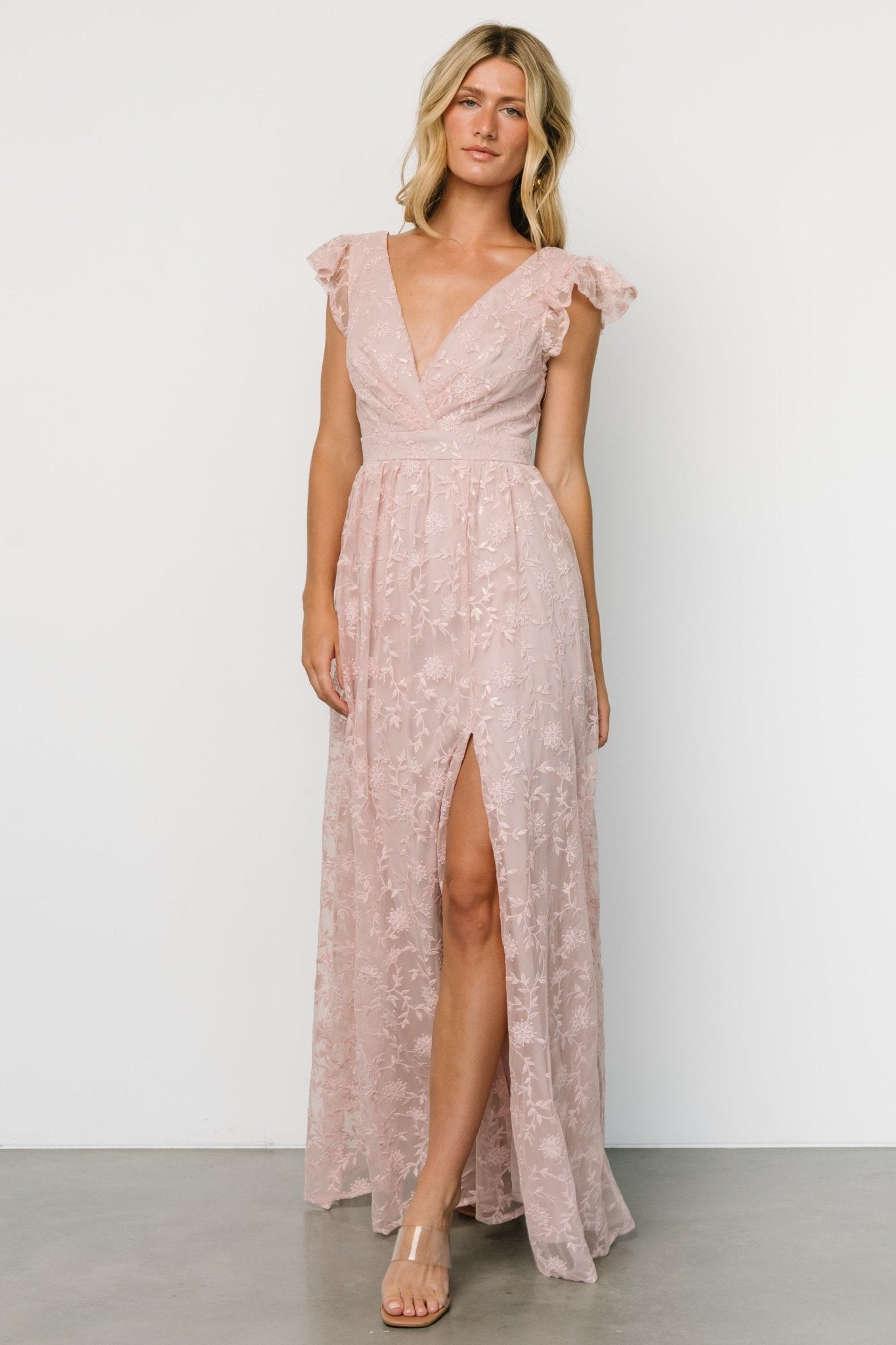 Alexa Embroidered Sequin Maxi Dress | Blush Rose - Baltic Born